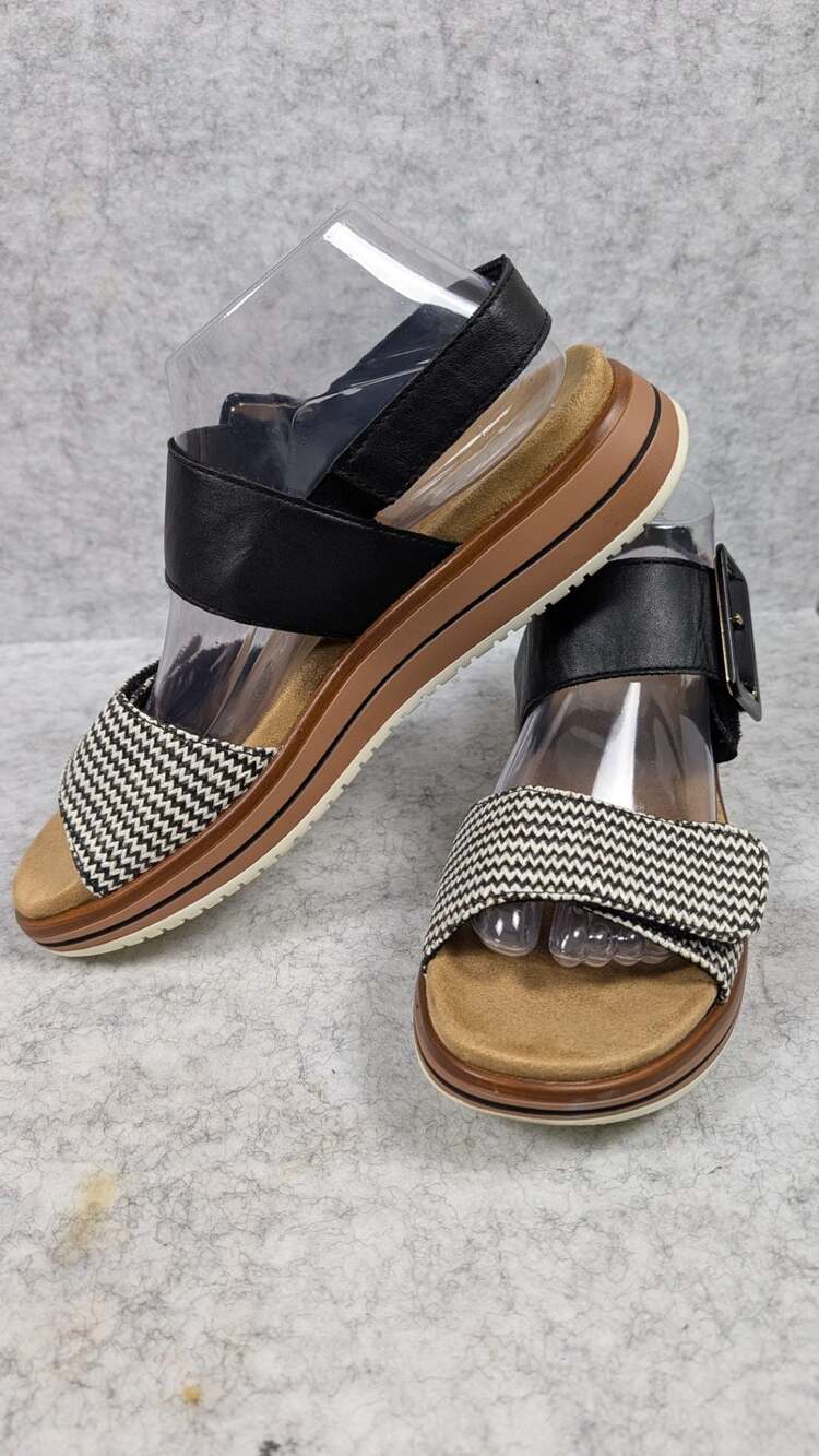 Remonte D1J53 Jocelyn Black and White Wedge Sandals EU 41